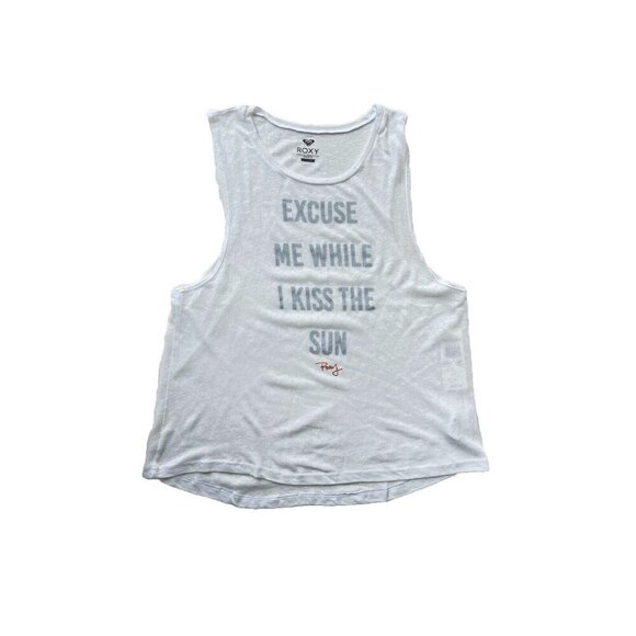 Roxy Kiss The Sun Muscle Tank Top White Graphic Sleeveless Women’s multi Size - Picture 4 of 11